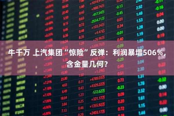 牛千万 上汽集团“惊险”反弹：利润暴增506%，含金量几何？